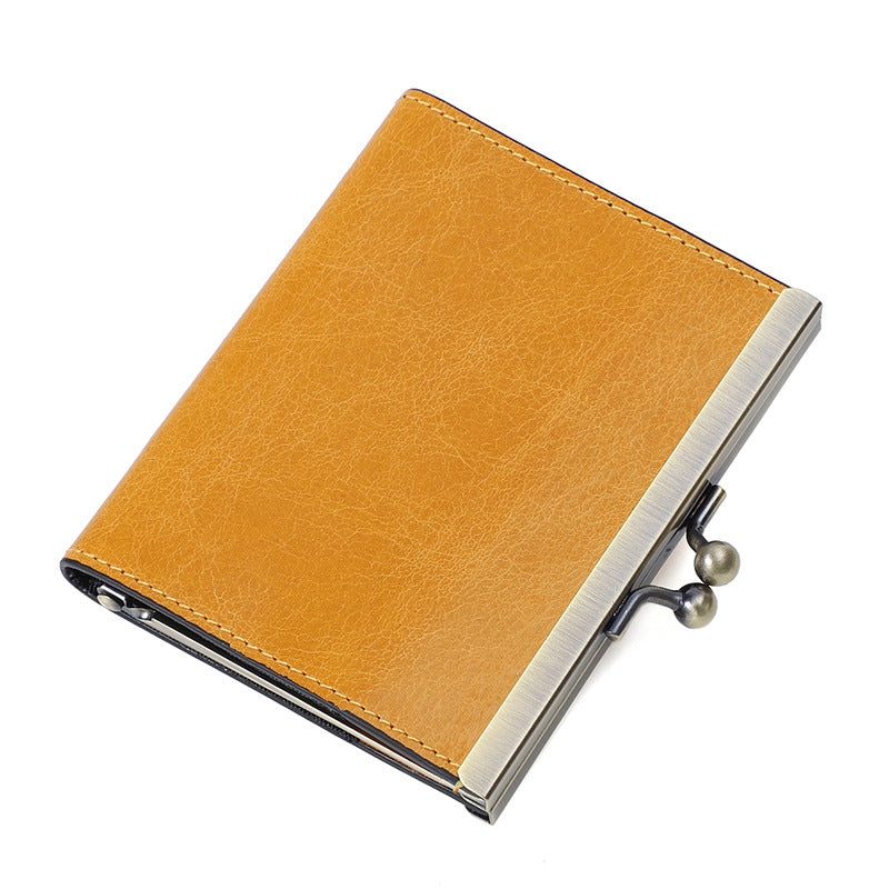 Women's First Layer Oil Wax Leather Sleeve Card Holder