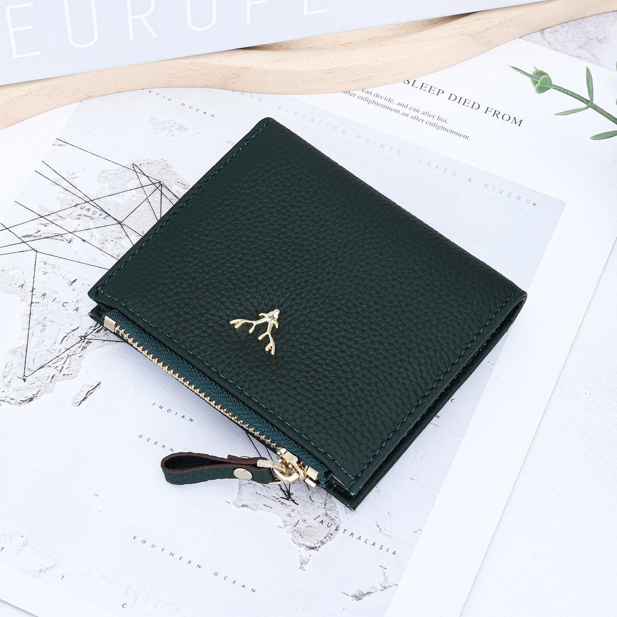 Women's Genuine Leather Short First Layer Cowhide Ladies Wallet