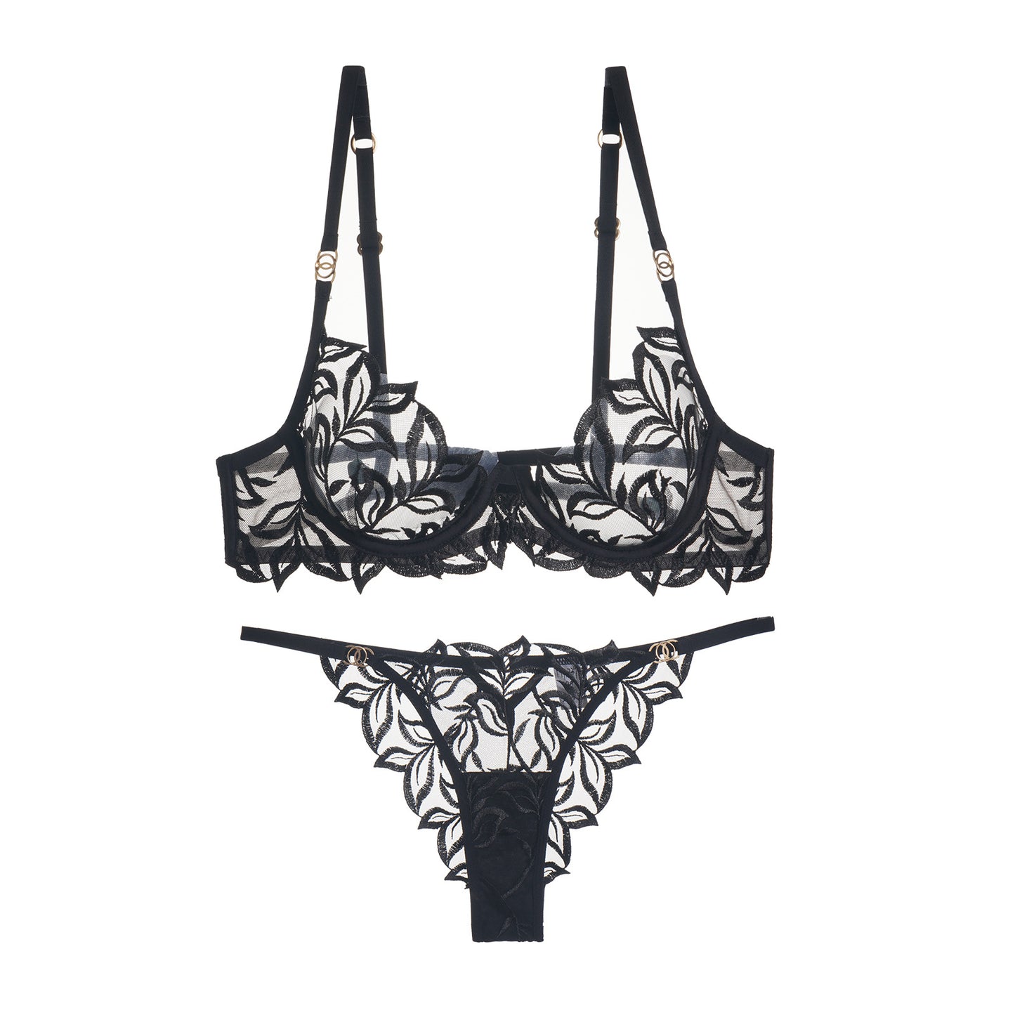 Women's Classic Embroidery Two Suit Underwear Fishbone Bras