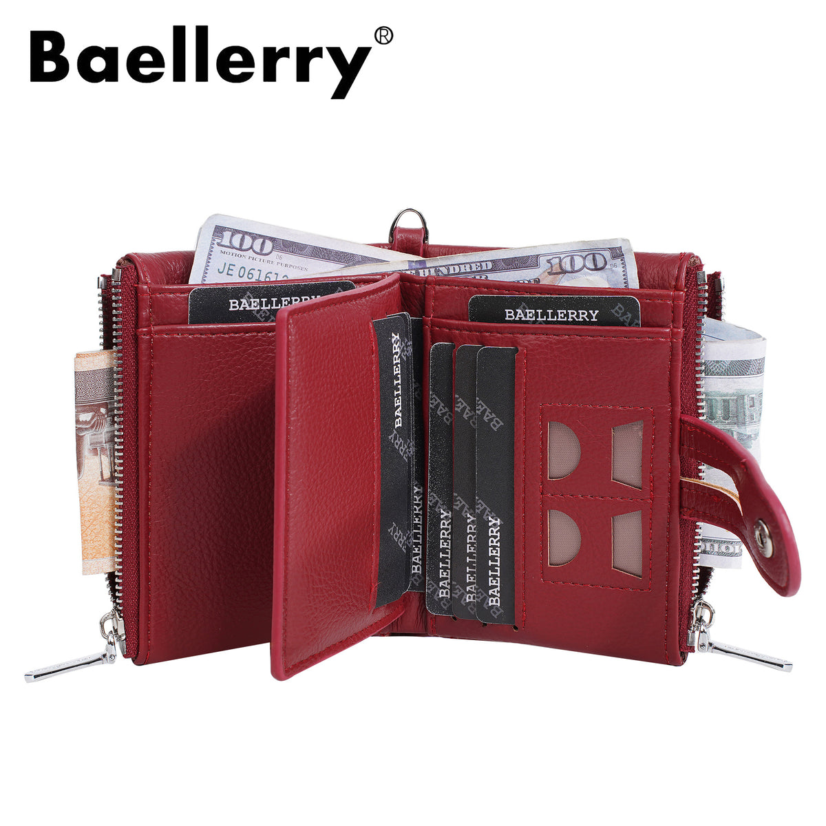 Women's Zipper Multiple Slots Large Capacity Short Ladies Wallet