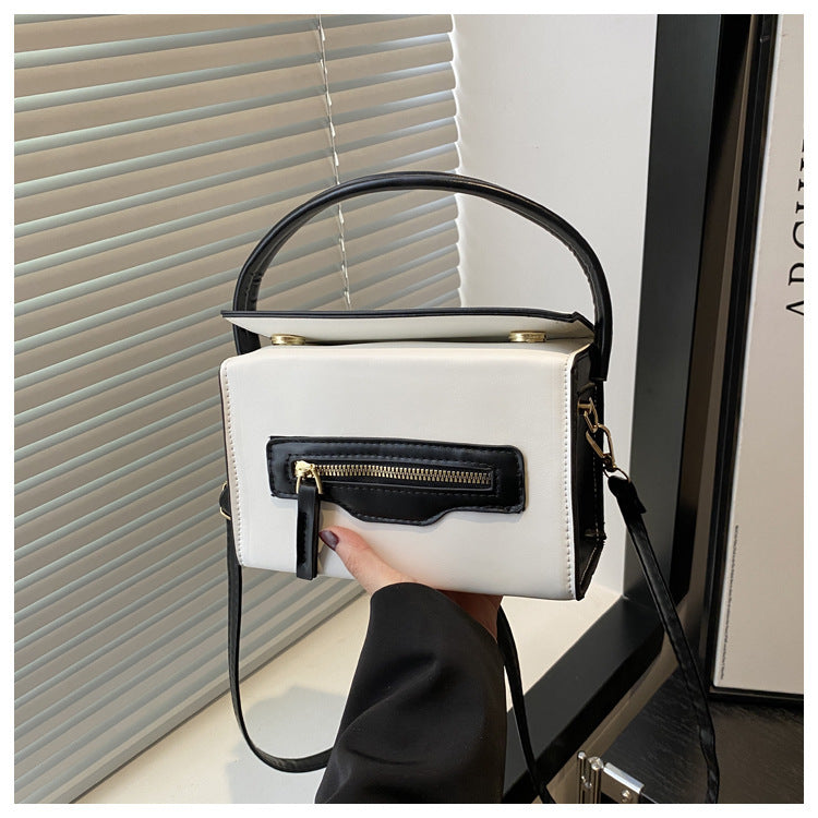 Daily Commuter Contrast Color Personality Zipper Early Summer Women's Shoulder Bag