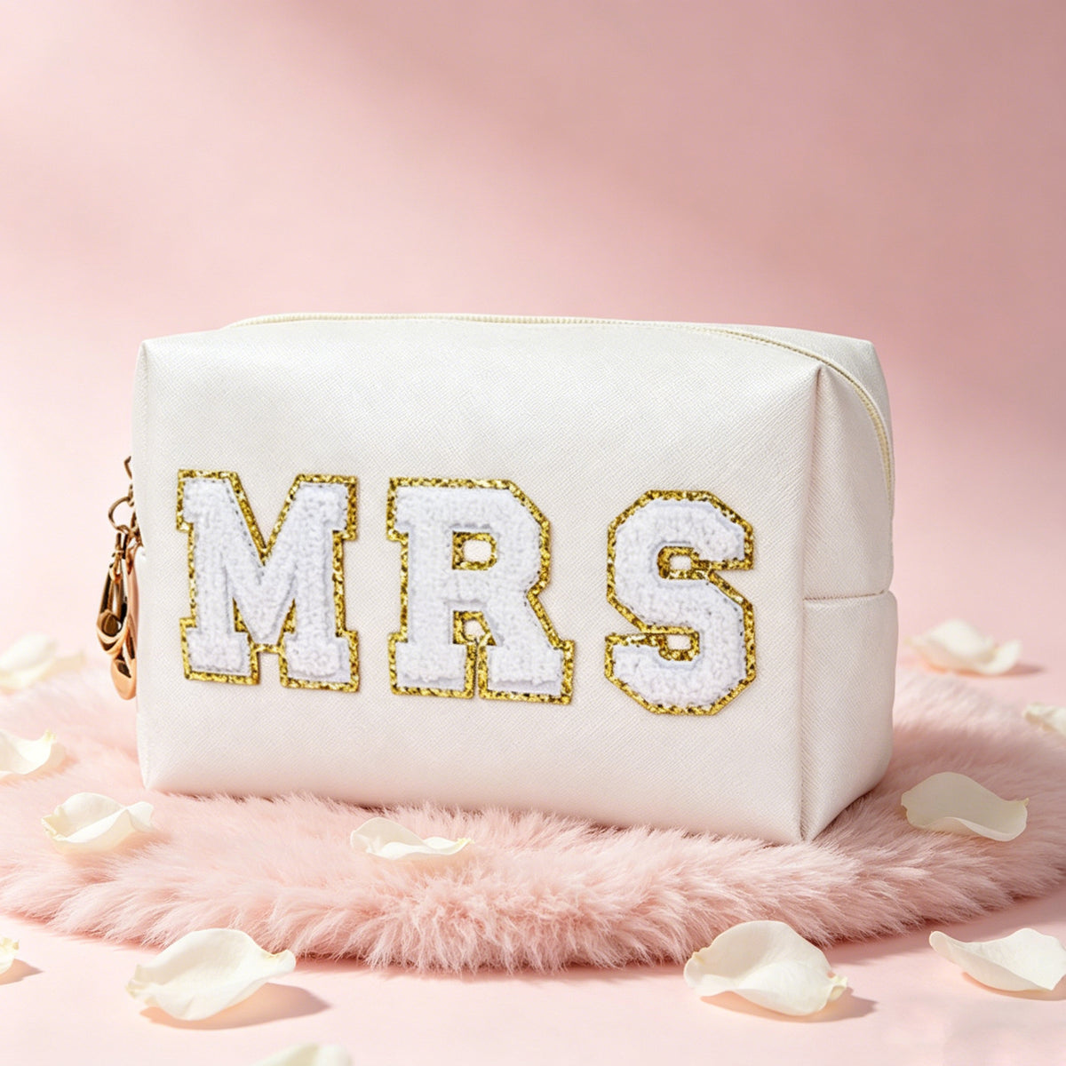 Pearl Lettered Make-up Clutch Octagonal Portable Makeup Bag
