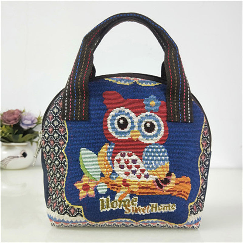 Canvas Embroidered Shell Shape Mobile Change Grocery Handbags