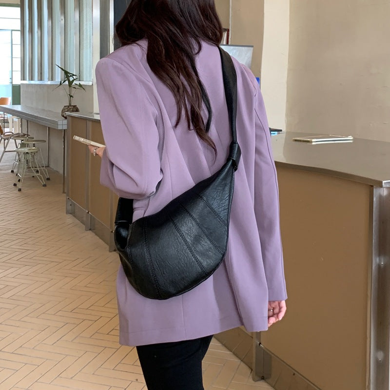 Women's Black Dumpling Croissant Retro High-grade Shoulder Bags