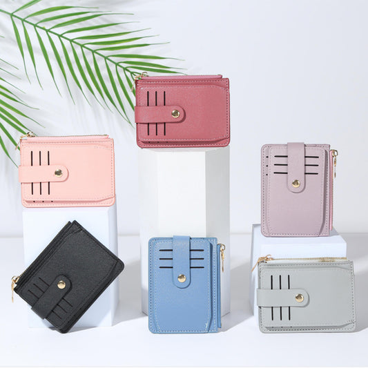 Multiple Slots Zipper Document Candy Color Card Holder