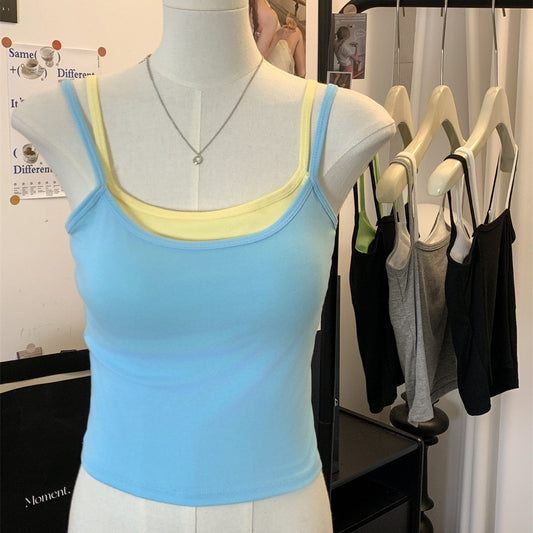 Women's Sense Padded Strap Vest Inner Match Tanks Camis