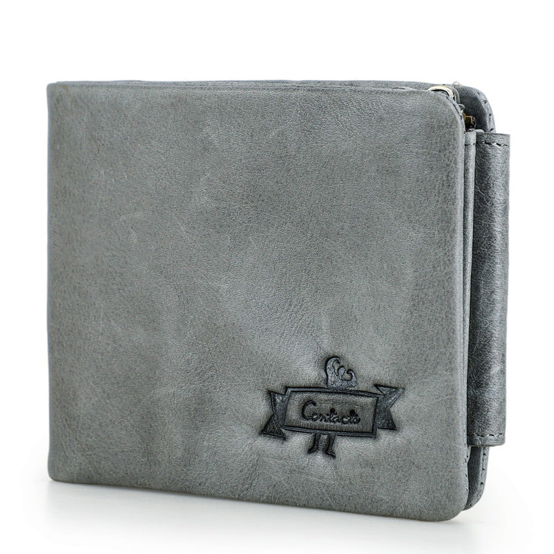 Men's Angel Retro Crazy Horse Leather Horizontal Men's Wallets