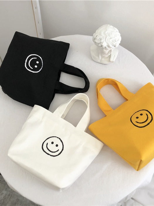 Women's Canvas Cute Smiley Face Simple Lunch Handbags
