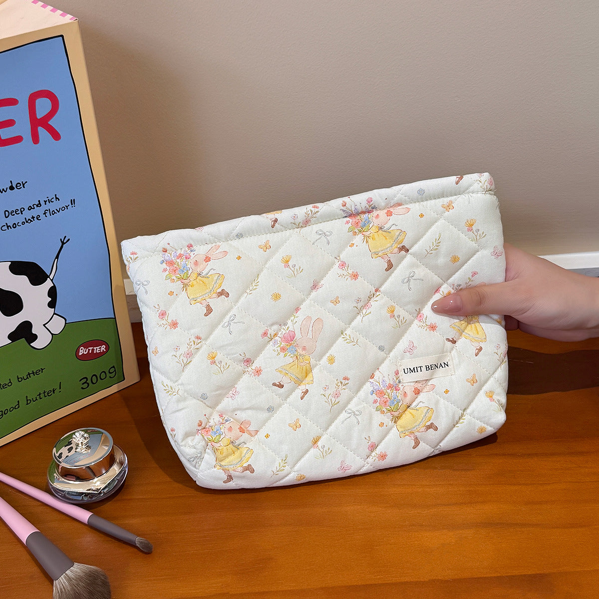 Gentle Cartoon Thickened Zipper Wash Heart Portable Makeup Bag