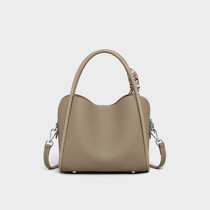 Women's Leather Large Capacity Portable Vegetable Basket Bags