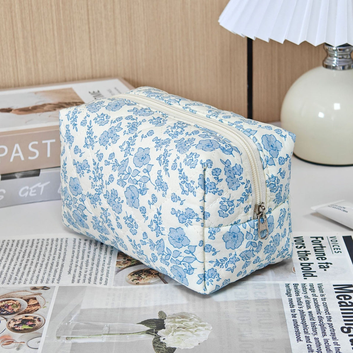 Bear Printing Vertical Large Capacity Portable Pillow Cosmetics Makeup Bag
