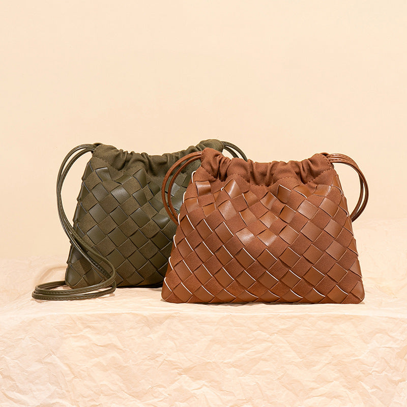 Women's Matte Stitching Woven Garbage Pleated Cloud Women's Messenger Bag