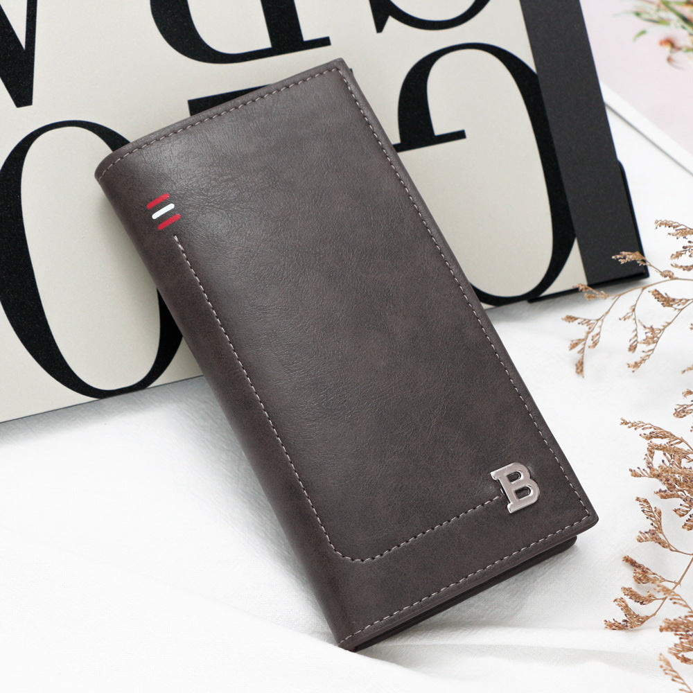 Women's & Men's Fashion Mid-length Three Fold Dollar Multi Slots Men's Wallet