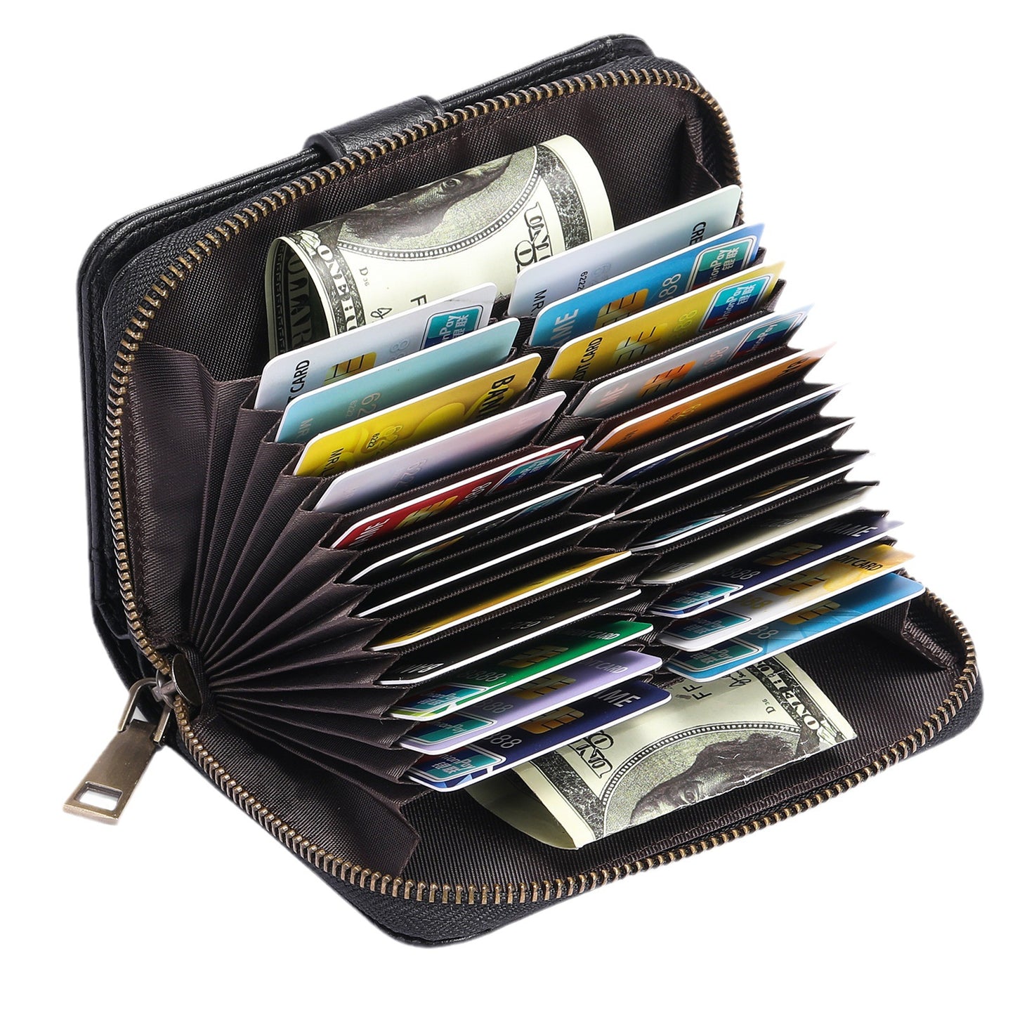 Women's Retro Oil Wax Skin Expanding Card Holder