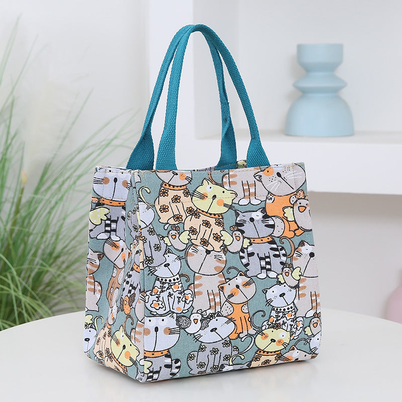 Women's Cartoon Kitten Canvas Large Capacity Retro Handbags