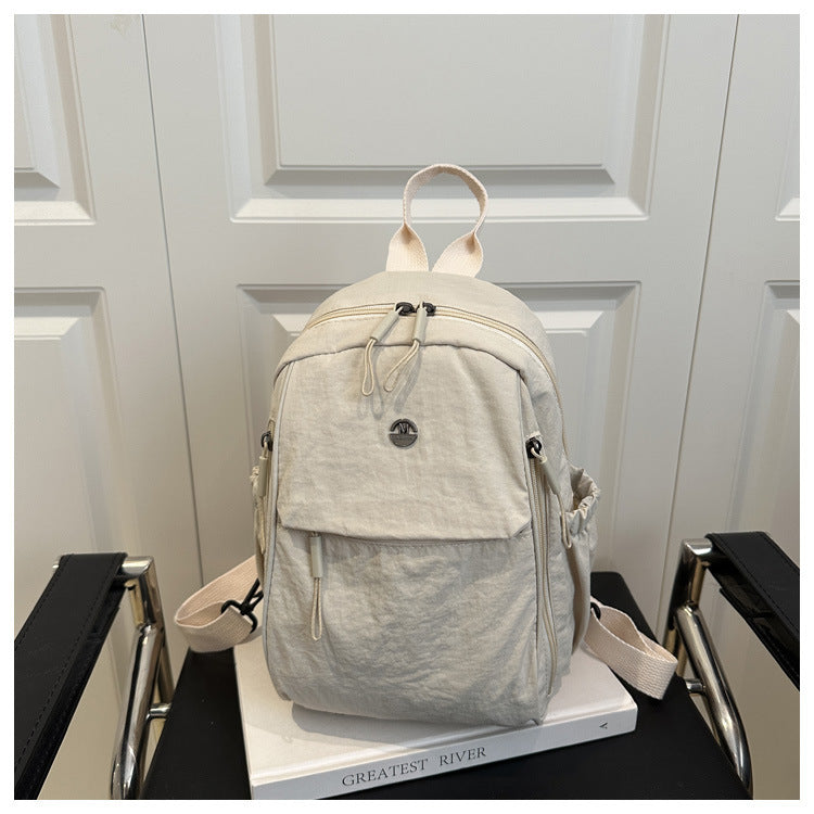 Fashion Simple Nylon Cloth Pure Color Backpacks