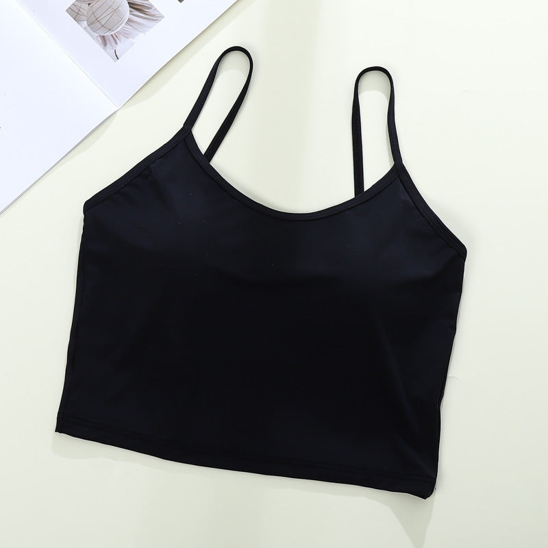 Women's Ice Ribbon Chest Pad Backless Base Tanks Camis