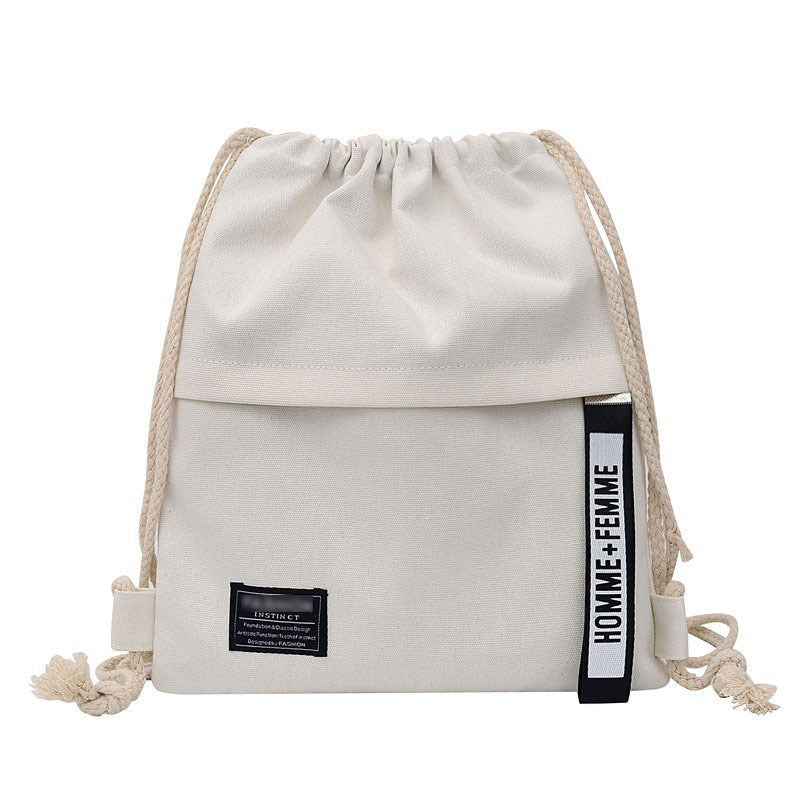Women's Fashion Drawstring Canvas Simple Cloth Printed Backpacks