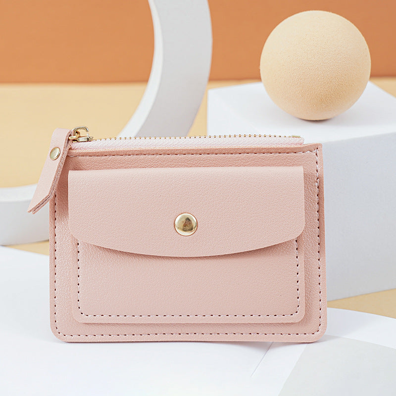 Women's Multifunctional Short Chic Simple Zipper Hasp Card Holder