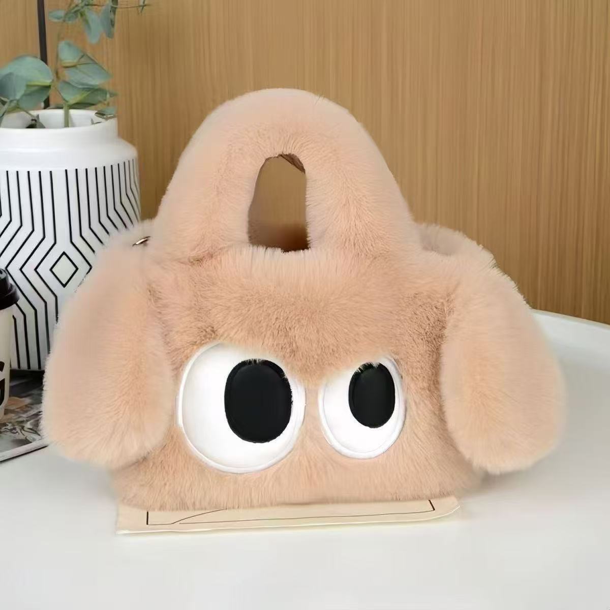 Children's Big Eye Dog Plush Chain Imitate Rex Rabbit Tote Bags