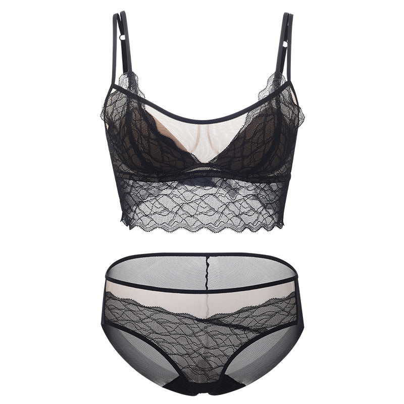 Color Lace Beauty Back Suit Mulberry Lingerie Sets