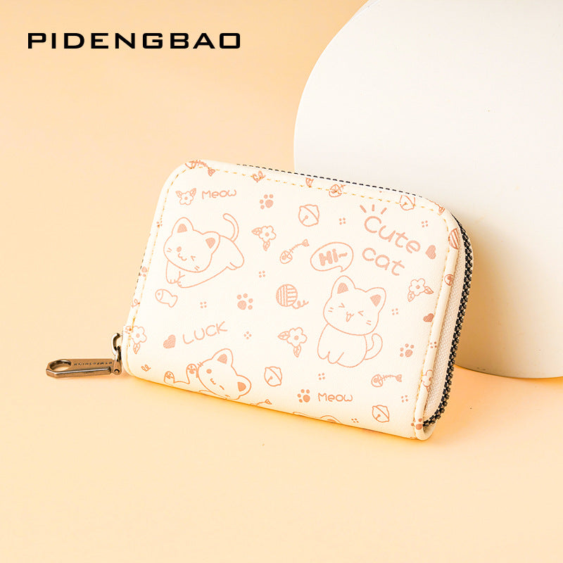 Cute Simple Stroke Cat File Multiple Slots Large Card Holder