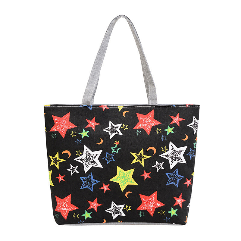 Women's Canvas Vintage Printed Big Artistic Shopping Handbags