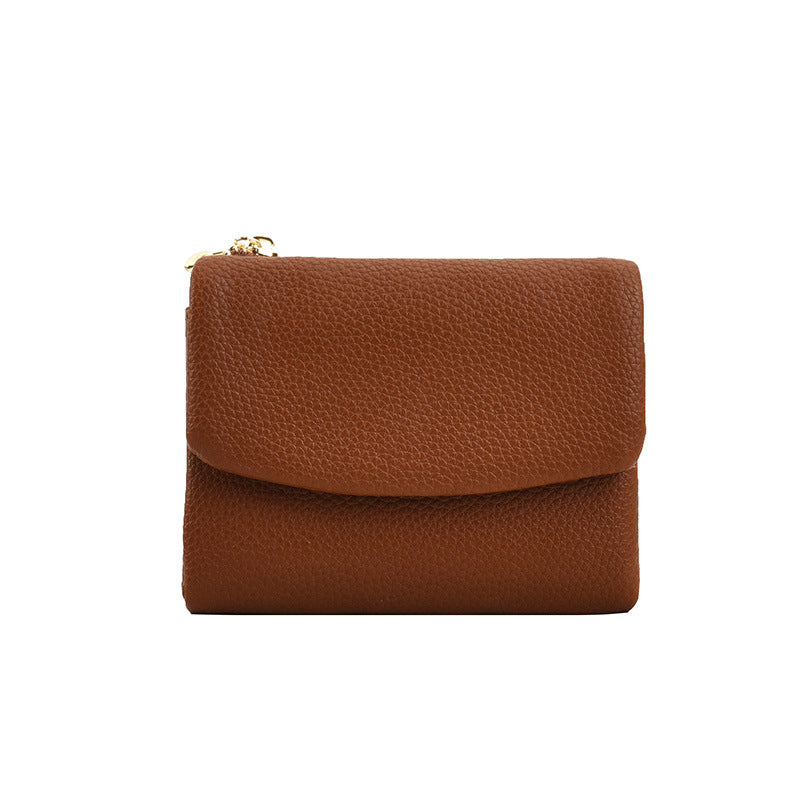 Women's Litchi Pattern Short Folding Large Capacity Card Holder