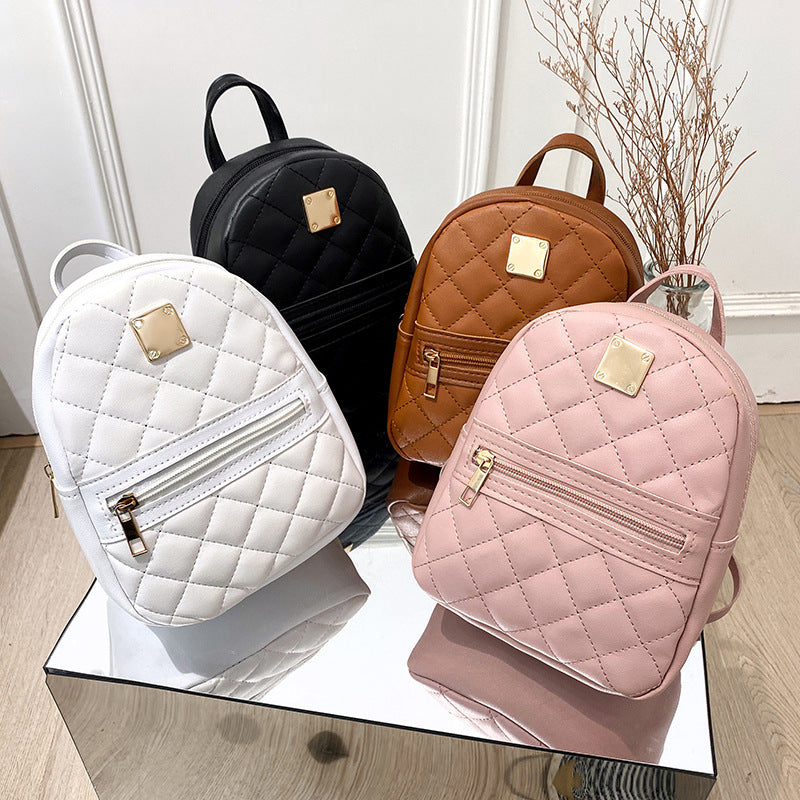 Comfortable Creative Embroidered Korean Style Rhombus Backpacks