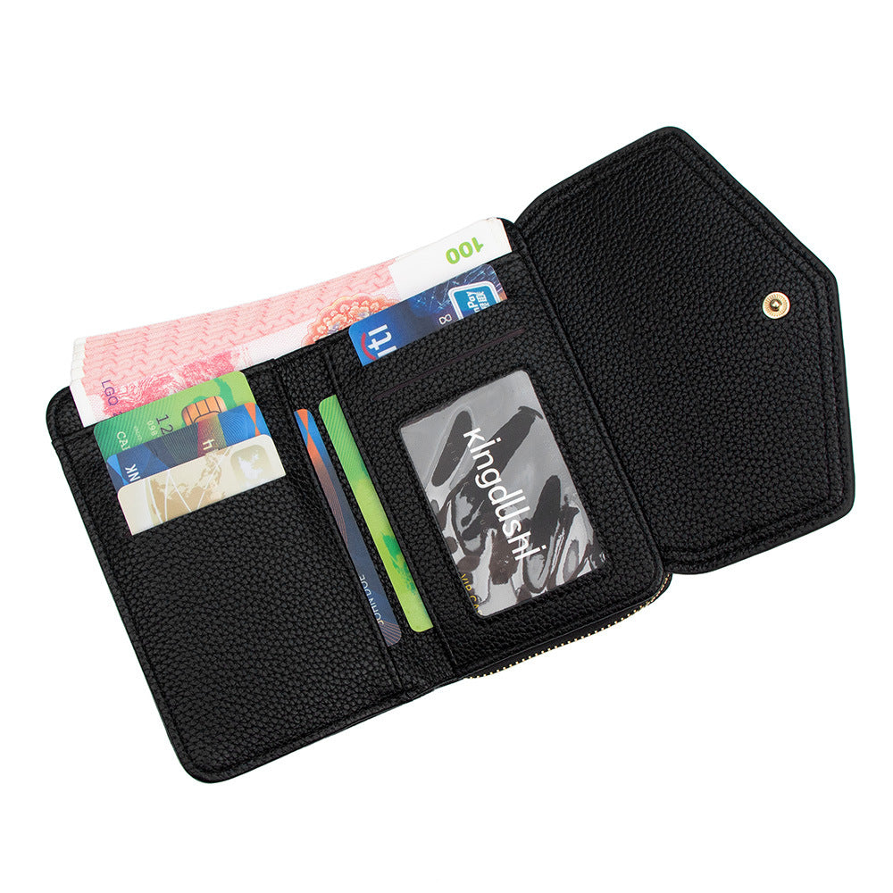 Women's Affordable Luxury Fashion Short Zipper Hasp Litchi Pattern Ladies Wallet