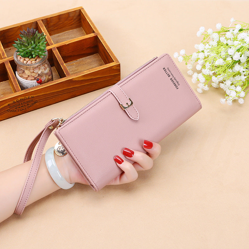 Women's Korean Solid Color Large Capacity Wrist Ladies Wallets
