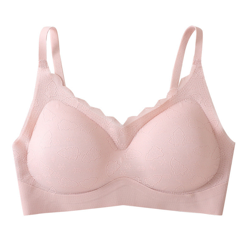 Women's Wireless Large Push Up Breast Holding Adjustable Lace Everyday Bras