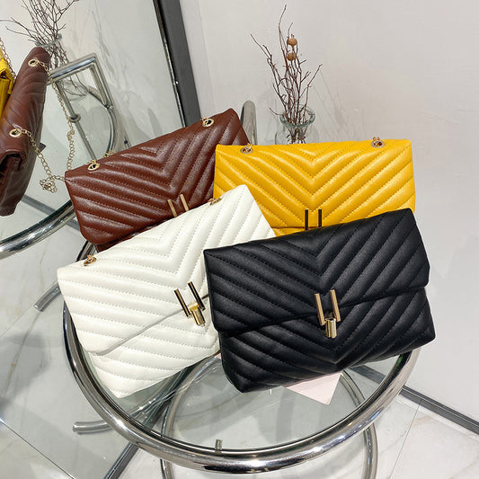 New Women's Embroidered Chain Diamond Pattern Shoulder Bags