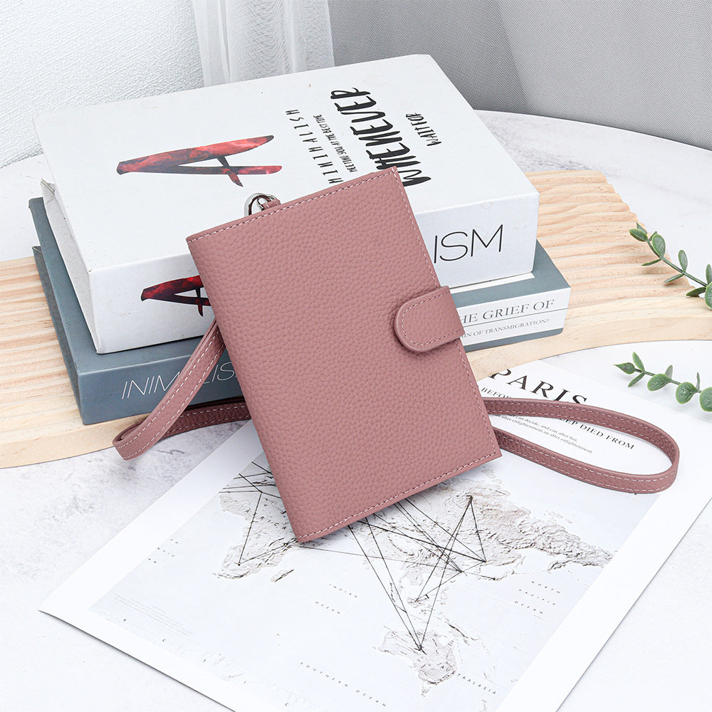 Women's Top Layer Cowhide Multifunctional Halter Passport Cover Document Genuine Ladies Wallet