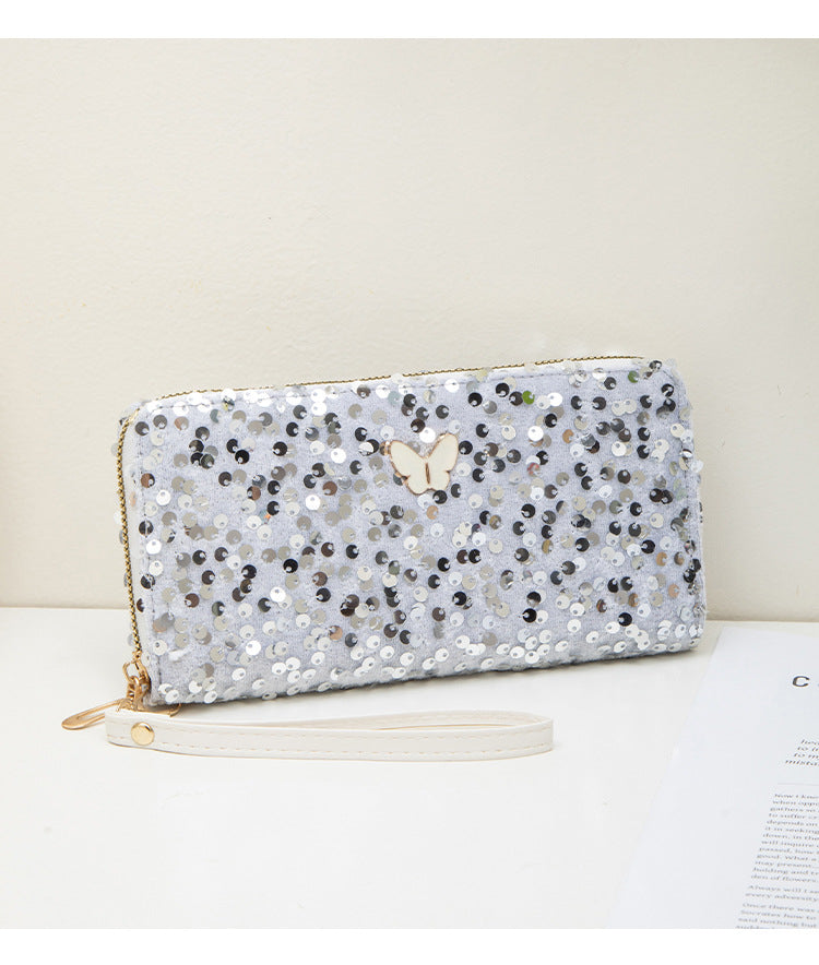 Unique Long Butterfly Fashion Sequin Clutch Ladies Wallet