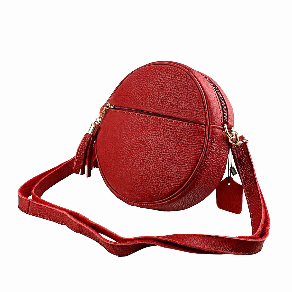 Women's First Layer Leather Trendy Storage Round With Shoulder Bags
