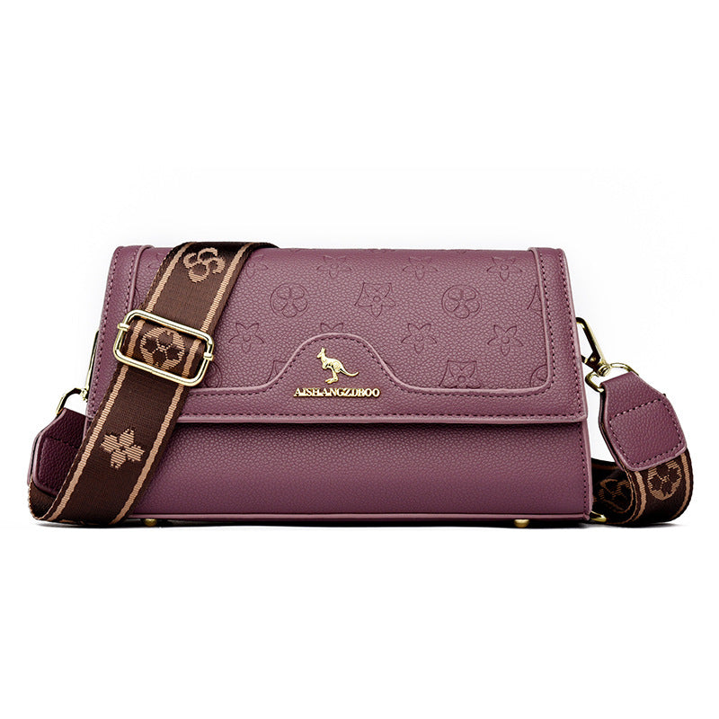 Women's Fashion Simple Portable Embossed Soft Leather Women's Shoulder Bag