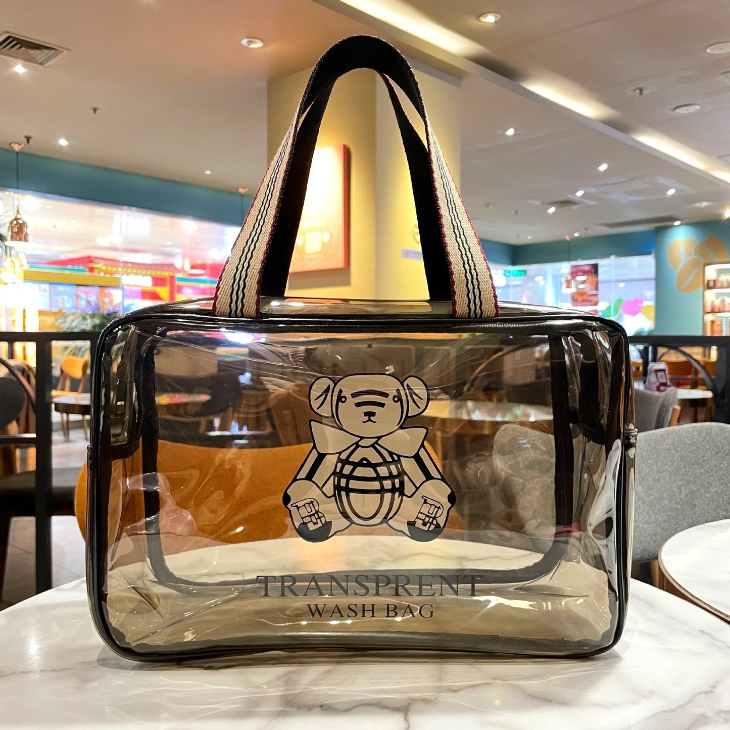 Transparent Tawny Large Capacity Waterproof Bath Fashion Workout Handbags