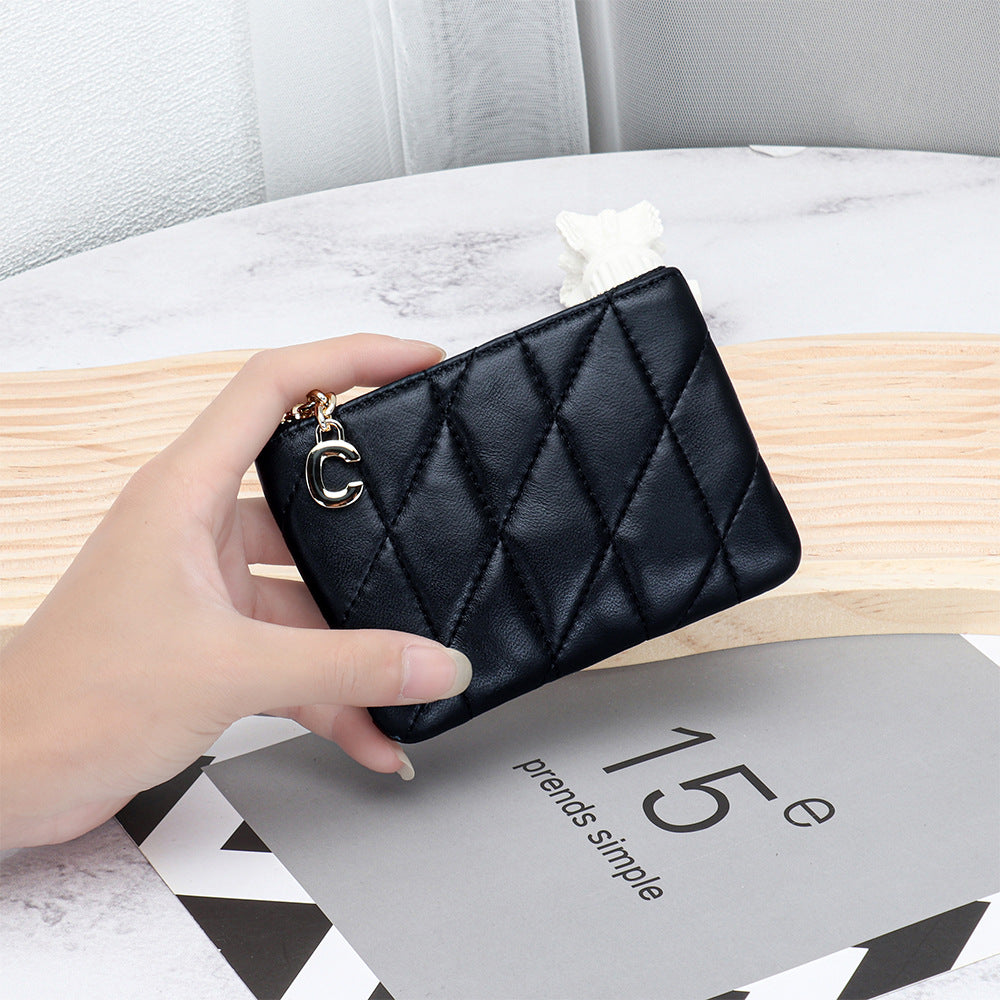 Women's Genuine Leather Chic Zip Storage Sheepskin Coin Purses