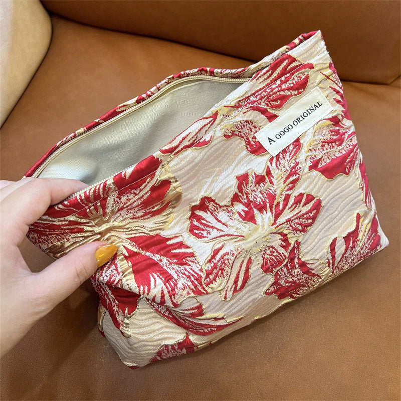 Jacquard Wrinkle Texture Large Capacity Portable Liner Skin Care Bags