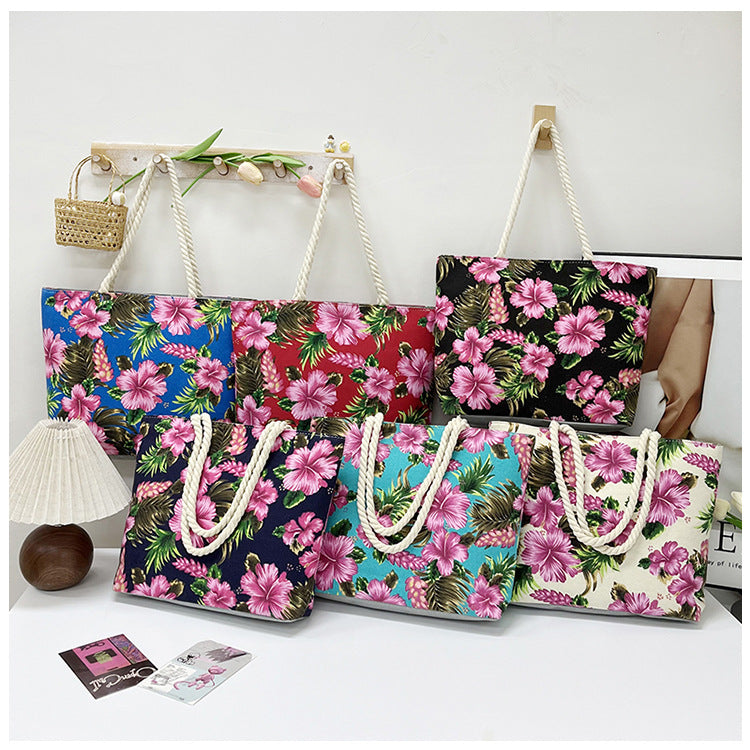 Women's Printed Canvas Floral Cloth Ethnic Style Women's Shoulder Bag