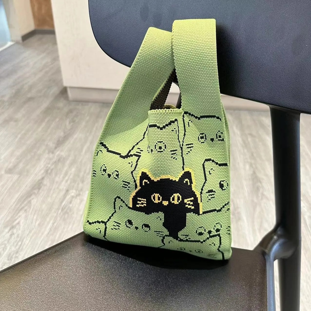 Large Capacity Totes Cat One Woolen Handbags