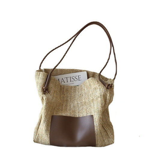 Vintage Weave Vacation Style Straw Large Shoulder Bags