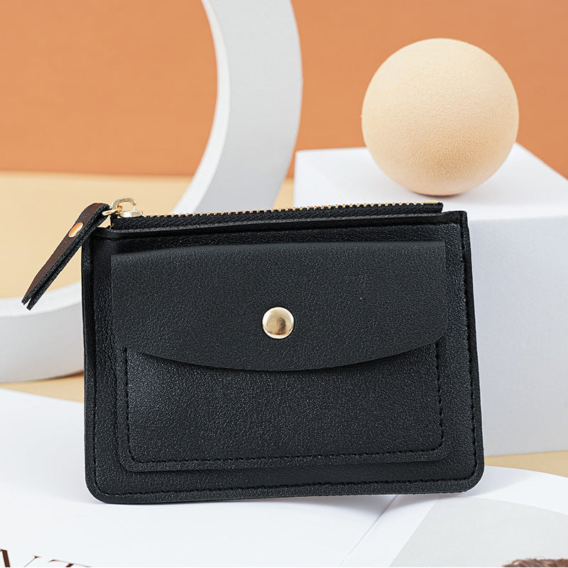 Women's Multifunctional Short Chic Simple Zipper Hasp Card Holder