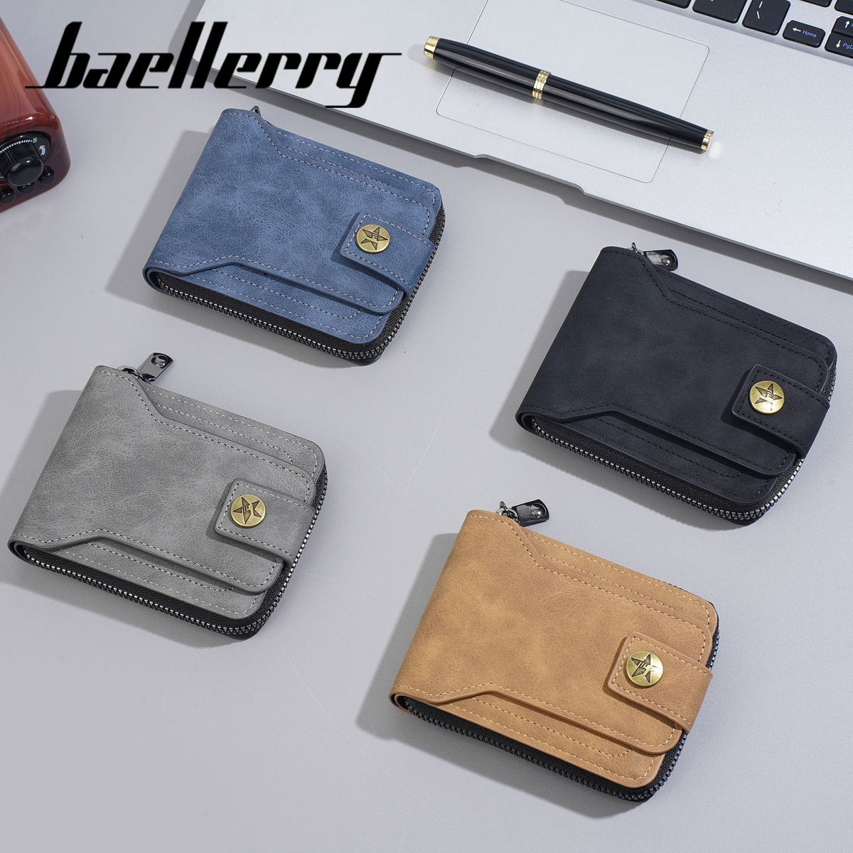 Men's High-grade Retro Horizontal Zipper Locking Men's Wallets