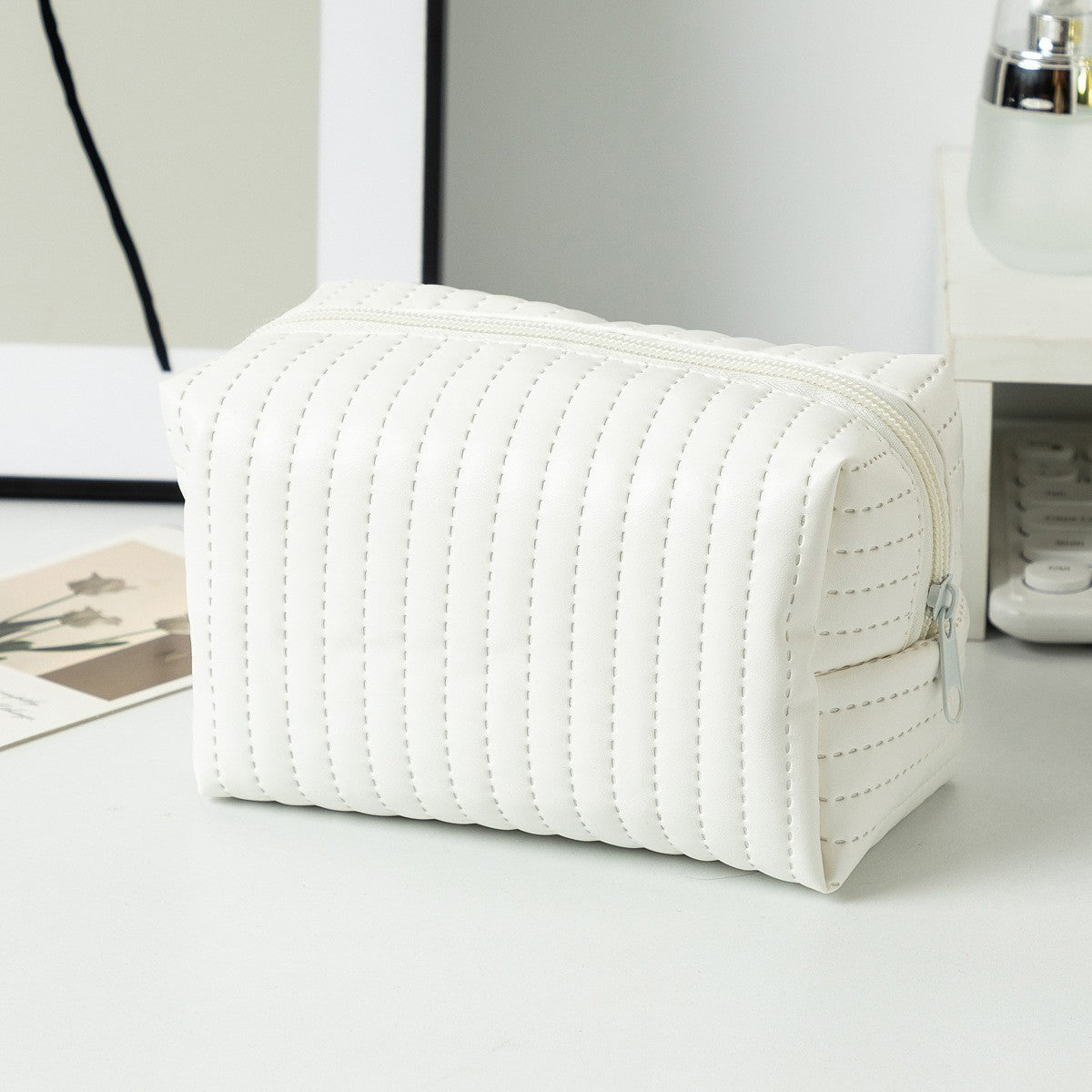 Floral Quilted Toiletries Portable Cosmetics Storage Makeup Bag