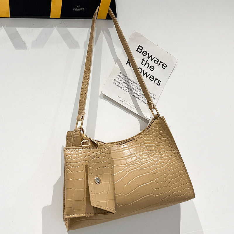 Women's New Crocodile Pattern Underarm Two-piece Shoulder Bags