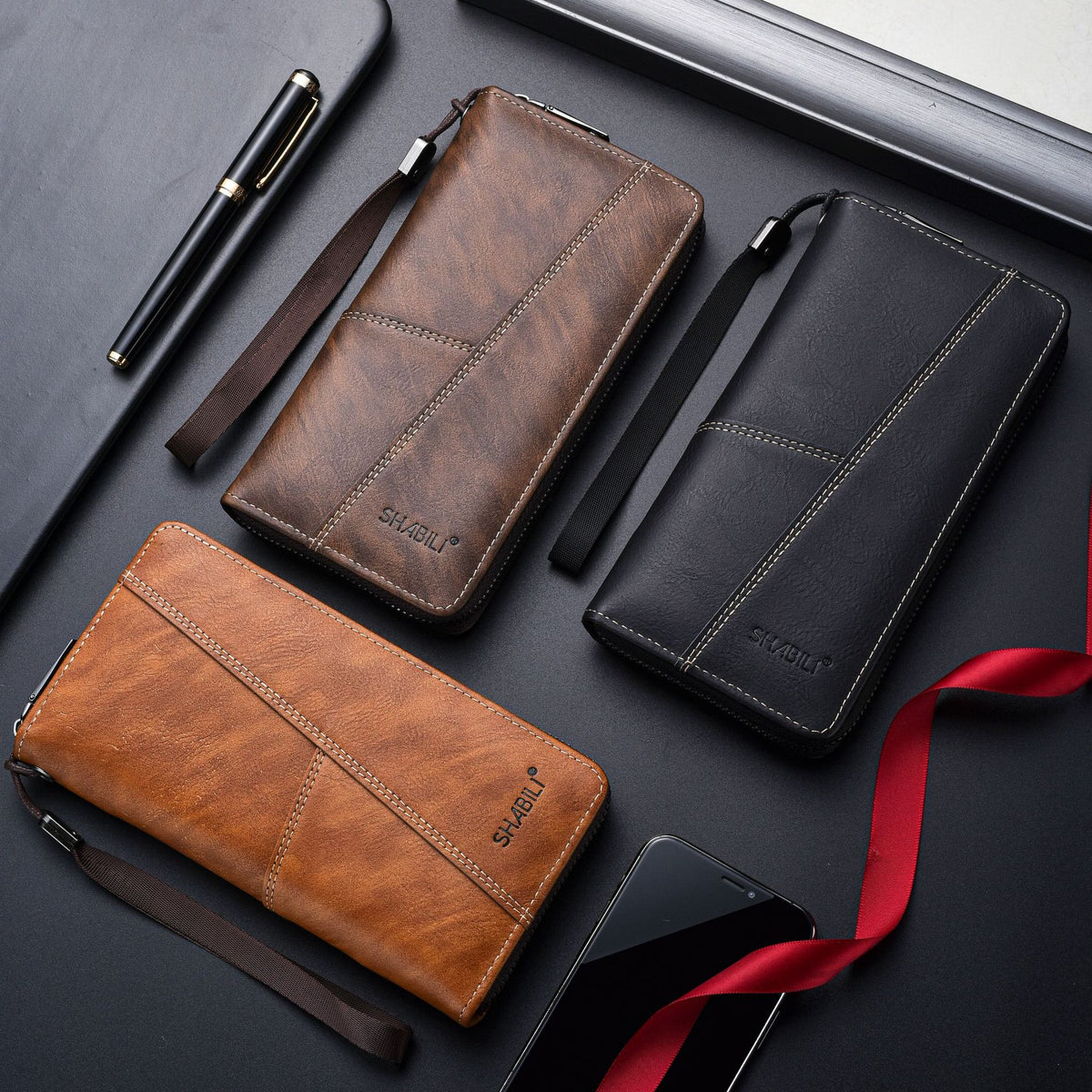 Men's Long Retro Zipper Korean Style Large Card Holder