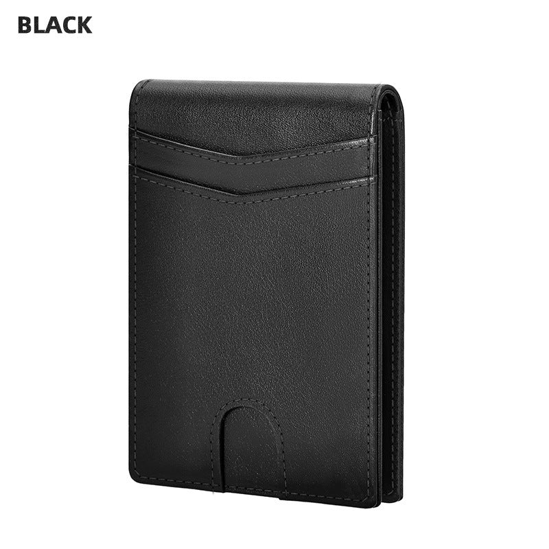Men's Leather Multiple Slots Gold Clip Cowhide Certificate Men's Wallet