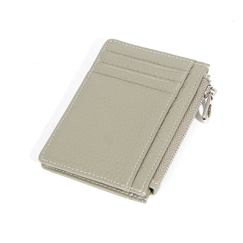 Women's & Men's & Leather Cowhide Solid-color Thin Section Card Holder